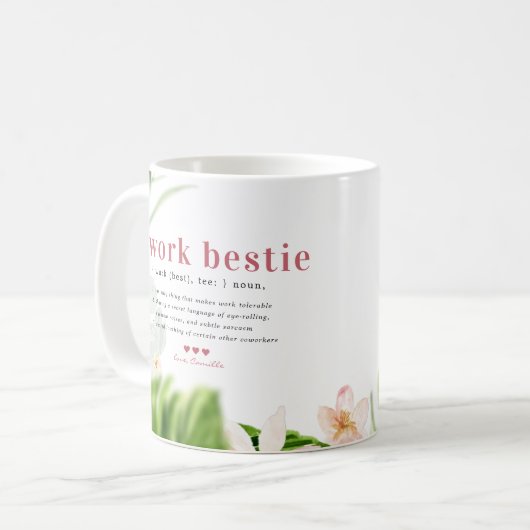 Work Bestie | Monogram Coworker Coffee Tasse (Vorderseite Links)