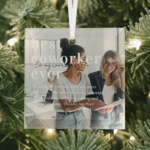 Work Bestie   Zitat & Foto-Geschenk für Kollegen Ornament Aus Glas