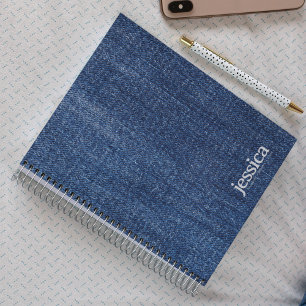 Work Blue Denim Rounded Modern Typografy Notizblock