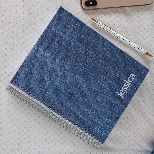 Work Blue Denim Rounded Modern Typografy Notizblock