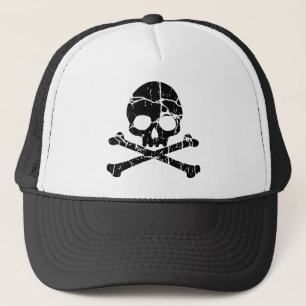 Work Cracked Skull and Crossbones Trucker Hat Truckerkappe
