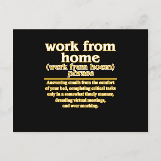 Work From Home Definition Employees Officer Worker Ankündigungspostkarte (Vorderseite)