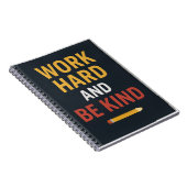 Work Hard And Be Kind" Motivational School Noteboo Notizblock (Rechte Seite)