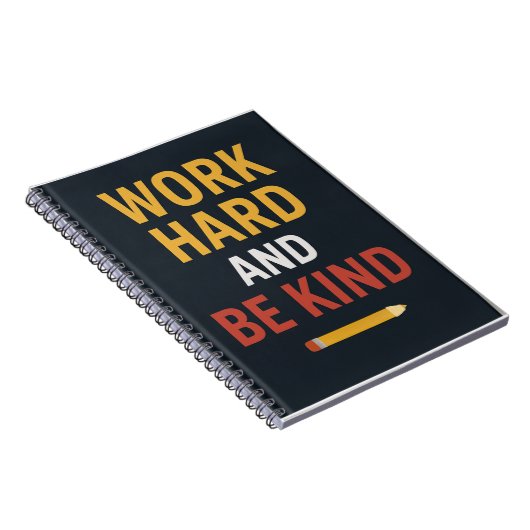 Work Hard And Be Kind" Motivational School Noteboo Notizblock (Rechte Seite)