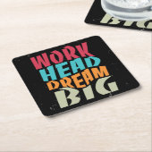 Work Hard Dream Big Rechteckiger Pappuntersetzer (angewinkelt)