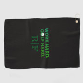 Work Hard Golf Hard Monogram Initial Retro Green Golfhandtuch (Horizontal)