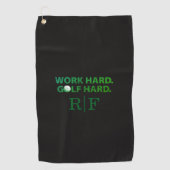 Work Hard Golf Hard Monogram Initial Retro Green Golfhandtuch (Vorderseite)