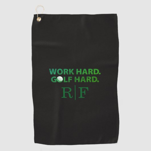 Work Hard Golf Hard Monogram Initial Retro Green Golfhandtuch (Vorderseite)