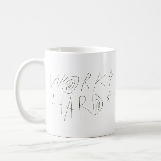 Work Hard Hand Drawing Typography Kaffeetasse (Links)