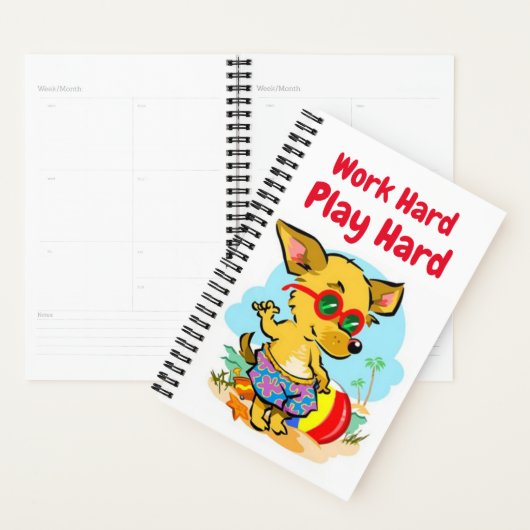 "Work Hard Play Hard" Funny Beach Dog Journal Planer (Anzeige)