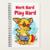 "Work Hard Play Hard" Funny Beach Dog Journal Planer (Vorderseite)