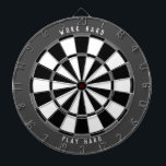 "WORK HARD PLAY HARD" Graustufen Schwarz Dartscheibe<br><div class="desc">Arbeiten Sie hart und spielen Sie dann hart mit diesem Dartboard. Ideal für Ihr Zuhause-Office oder Office-Gebäude. Dieses Design verfügt über ein monoton-graues Farbschema mit schwarzen, grauen und weißen Bereichen des Dartboards, mit einem dunkelgrauen Rand und weißem Text, der "WORK HARD PLAY HARD" (kann mit eigenem Text angepasst werden).</div>
