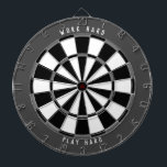 "WORK HARD PLAY HARD" Graustufen Schwarz Dartscheibe<br><div class="desc">Arbeiten Sie hart und spielen Sie dann hart mit diesem Dartboard. Ideal für Ihr Zuhause-Office oder Office-Gebäude. Dieses Design verfügt über ein monoton-graues Farbschema mit schwarzen,  grauen und weißen Bereichen des Dartboards,  mit einem dunkelgrauen Rand und weißem Text,  der "WORK HARD PLAY HARD" (kann mit eigenem Text angepasst werden).</div>