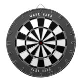 "WORK HARD PLAY HARD" Graustufen Schwarz Dartscheibe (vorne)