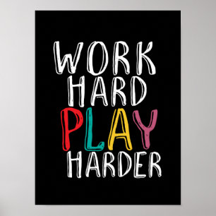 Work Hard Play Harer Gaming Geek Nerd Video Gamer Poster