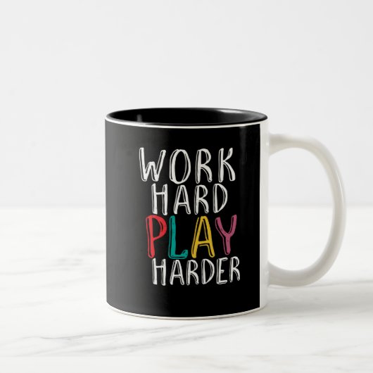 Work Hard Play Harer Gaming Geek Nerd Video Gamer Zweifarbige Tasse (Rechts)