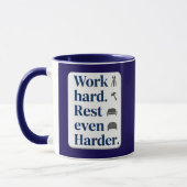 Work Hard Rest Even Harder Bold Typography Shirt Tasse (Links)