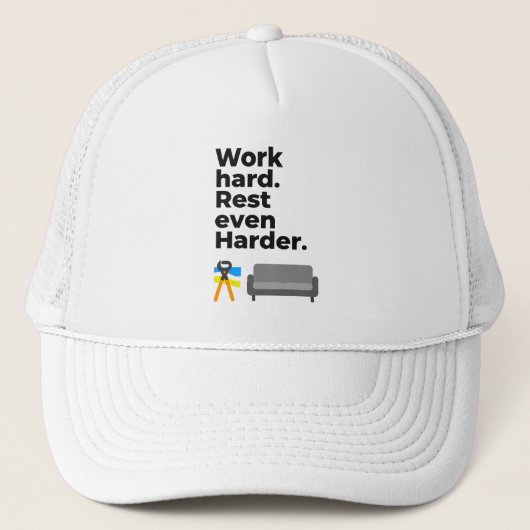 Work Hard Rest Even Harder Minimal Quote Design Truckerkappe (Vorderseite)