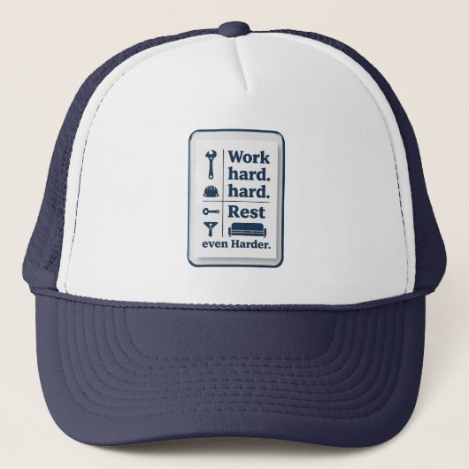Work Hard Rest Even Harder Minimal Worker Design Truckerkappe (Vorderseite)