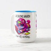 Work Hard  Zweifarbige Tasse (Vorderseite Links)