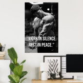 Work in Silence Rest in Peace Gym Motivation Quote Poster (Heimbüro)