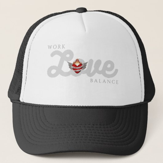 WORK LOVE BALANCE in grey script lettering Truckerkappe (Vorderseite)