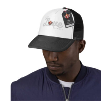 WORK LOVE BALANCE in grey script lettering Truckerkappe