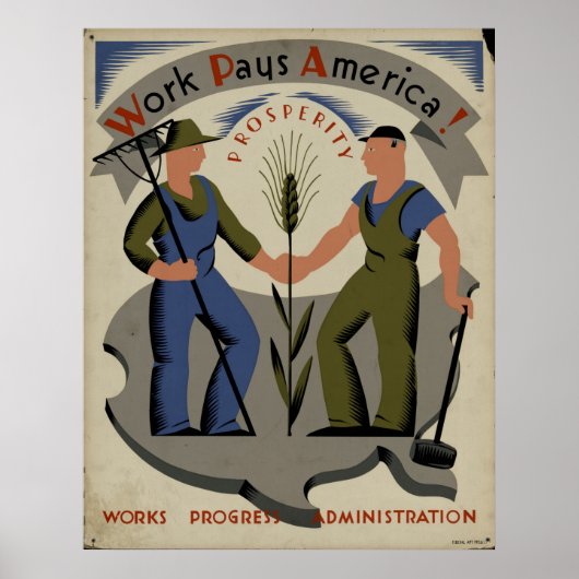 Work Pays America 1939 WPA Vintage Poster (Vorne)