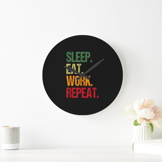 Work Repeat Hamster Große Wanduhr (Zuhause)