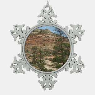 Work Rock Walls im Zion Nationalpark Schneeflocken Zinn-Ornament