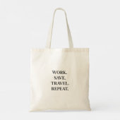Work. Save. Travel. Repeat. Tragetasche (Rückseite)
