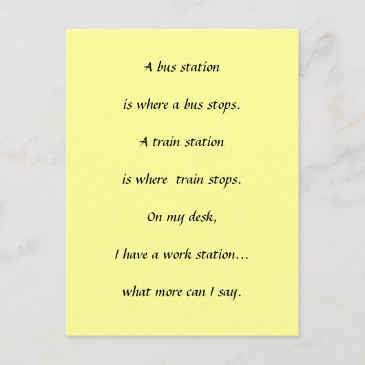 Work Stops Postkarte (Vorderseite)