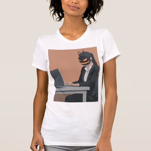 Work Till You Drop – Skeleton Office Humor Hallowe T-Shirt (Vorderseite)