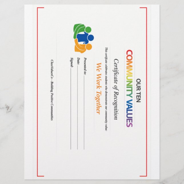 Work Together Value Certificate  Briefbogen (Vorderseite)