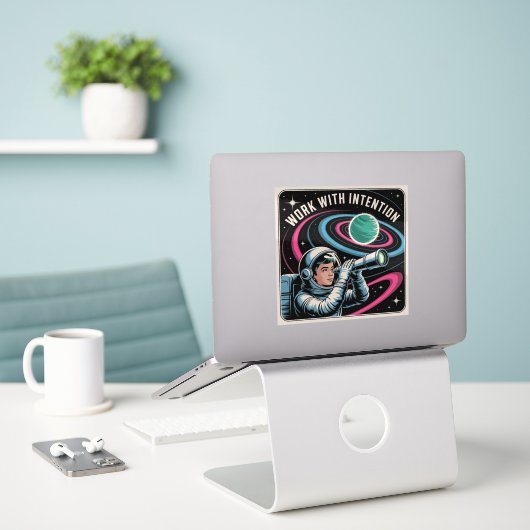Work With Intention Aufkleber (Laptop auf Schreibtisch)