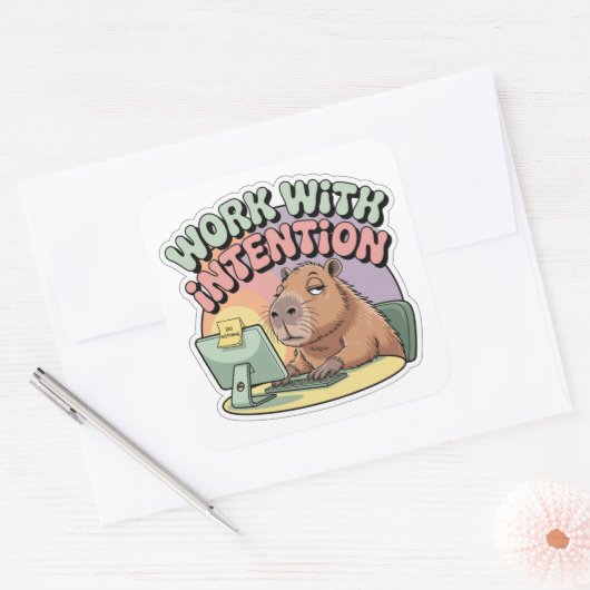 Work With Intention Quadratischer Aufkleber (Umschlag)