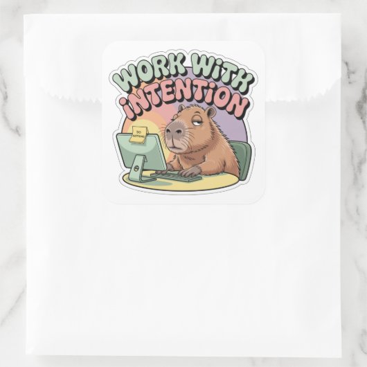 Work With Intention Quadratischer Aufkleber (Tasche)