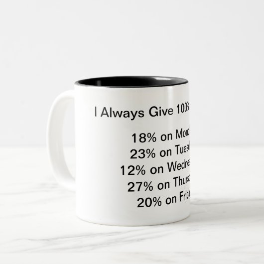 Workaholische Tasse (Vorderseite Links)