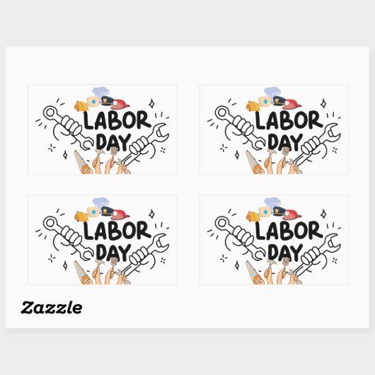 Workers Labor Day Tool Hands Vinyl Decal Rechteckiger Aufkleber (Blatt)