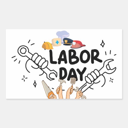 Workers Labor Day Tool Hands Vinyl Decal Rechteckiger Aufkleber (Vorderseite)