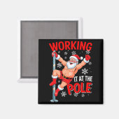 Working At Le Xmas Santa Dancing Funny Joke Dirty Magnet (Vorderseite/Rückseite)