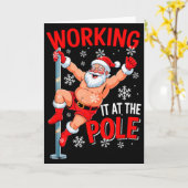 Working At Pole Xmas Santa Dancing Funny Joke Dirt Karte (Gelbe Blume)