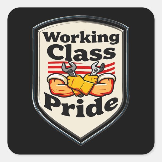 Working Class Pride Badge – Blue Collar Worker Quadratischer Aufkleber (Vorderseite)