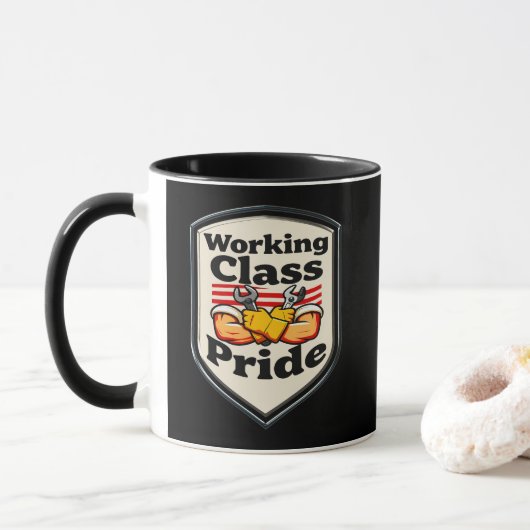 Working Class Pride Badge – Blue Collar Worker Tasse (Mit Donut)