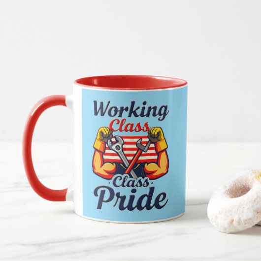 Working Class Pride Strong Arms Design Tasse (Mit Donut)