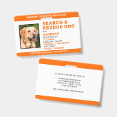 Working Dog SAR K9 Logo Foto Search Rescue Ausweis (Vorder- & Rückseite)