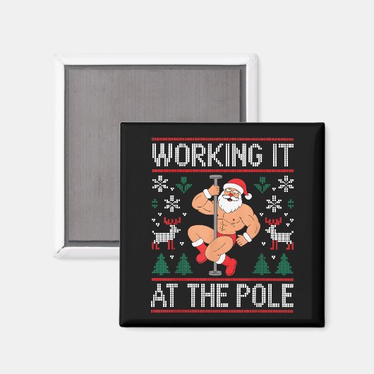 Working It At The Le Funny Santa Dancing Ugly Chri Magnet (Vorderseite/Rückseite)