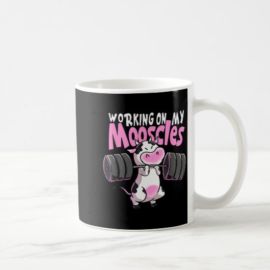 Working On My Mooscles Funny Gym Cow Weightlifting Kaffeetasse (Rechts)
