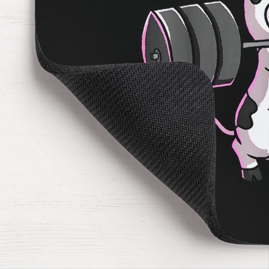 Working On My Mooscles Funny Gym Cow Weightlifting Mousepad (Ecke)