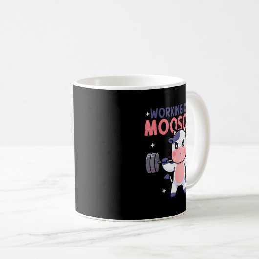 Working On My Mooscles Moo Muscles Workout Design Kaffeetasse (VorderseiteRechts)